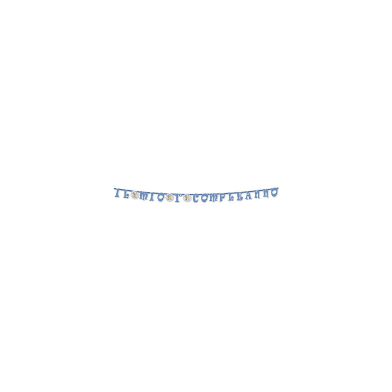 Festone "Il mio 1° Compleanno" Orsetto Celeste- Girlanda addobbo decorativo bimbo