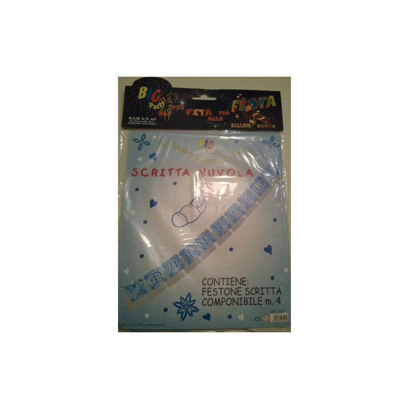 FESTONE BATTESIMO CELESTE ESTENSIBILE 4 MT