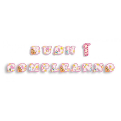Festone BUON 1° COMPLEANNO rosa - per bambina