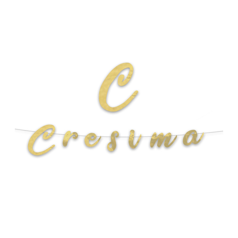 FESTONE decorativo in carta scitta CRESIMA Oro Lucido - 300x15cm
