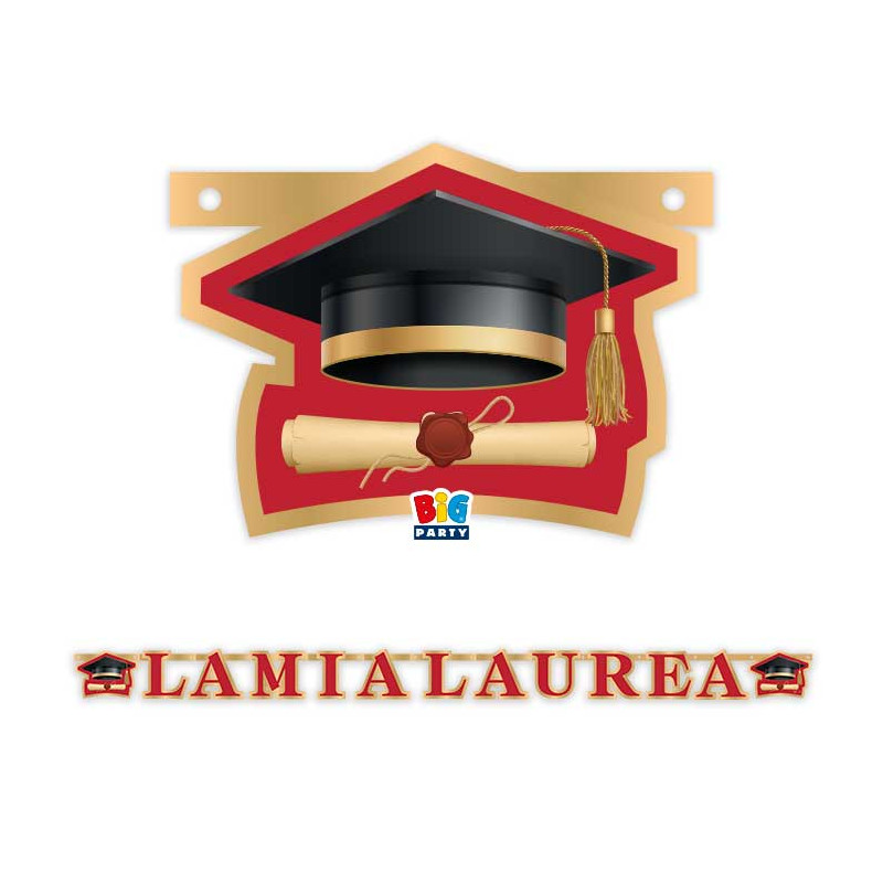 Festone in carta LA MIA LAUREA Rosso e ORO con Tocco Ghirlanda decorativa
