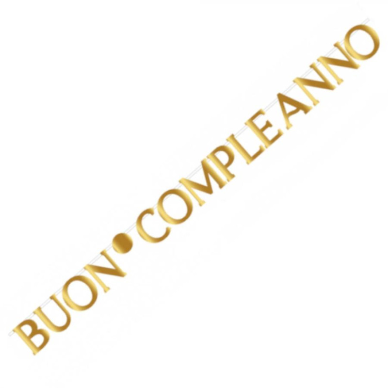 Festone ORO Ludido Metal "BUON COMPLEANNO" - Banner in carte per decoro addobbo