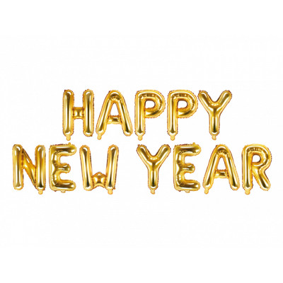 FESTONE Palloncini ORO scritta "HAPPY NEW YEAR" buon anno nuovo - 370x35cm