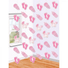 Festone pendenti NASCITA ROSA con piedini, biberon, carrozino  - 6 fili da 2mt