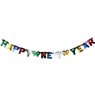 FESTONE scritta "HAPPY NEW YEAR" (buon anno nuovo) - ghirlanda decorazione in carta
