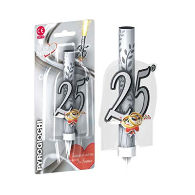 Fiaccola 25° ANNIVERSARIO - Candela Luminosa Fontana Magic Flambè torta e dolci