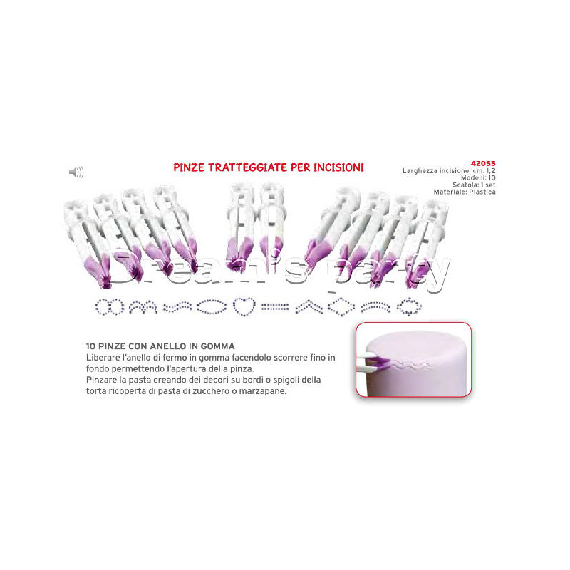 KIT 10 PINZE PER INCISIONI  SMERLATE. LARG. INCISIONE 1,2CM