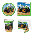 Kit prm Festa Lavori TRATTORE - addobbo tavolo piatti, bicchieri e tovaglioli e tovaglia