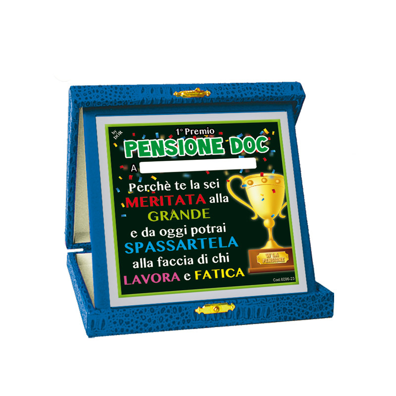 La TARGA del PENSIONATO - idea scherzo gadget per la festa di pesione