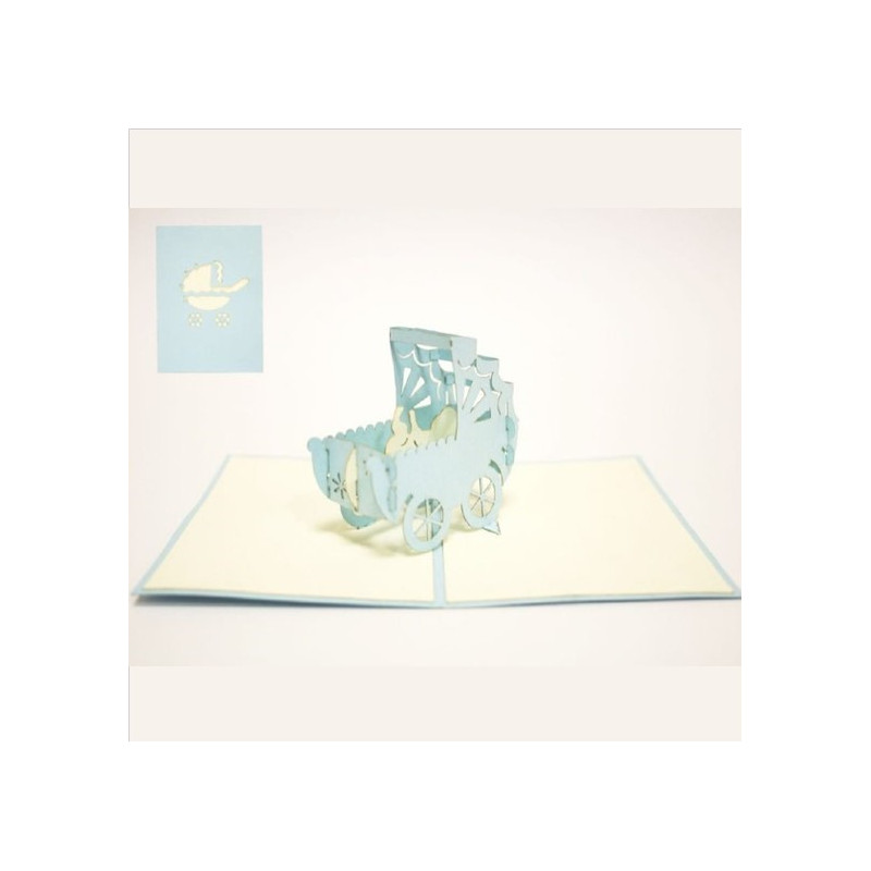 Mini Biglietto augurale ORIGAMO CARROZZINA BIMBO - compleanno generico - POP UP