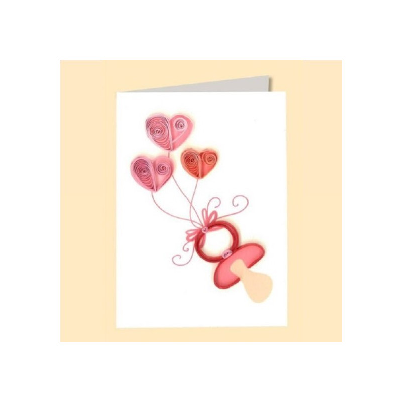 Mini Biglietto augurale ORIGAMO CIUCCIO BIMBA - QUILLING a Rilievo