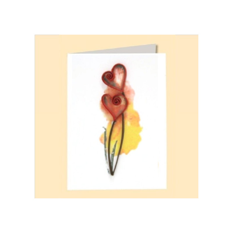 Mini Biglietto augurale ORIGAMO CUORI - QUILLING a Rilievo