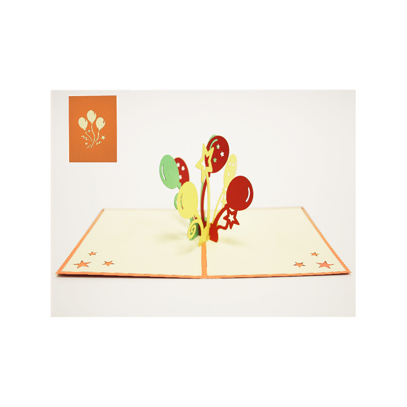 Mini Biglietto augurale ORIGAMO PALLONCINI - compleanno generico - POP UP