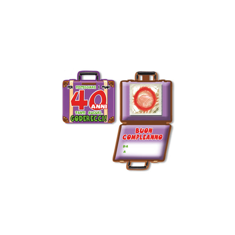 Mini Biglietto d'auguri augurale Porta Profilattico 40 ANNI - con preservativo
