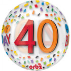 Palloncino BUBBLES numero 40 Anni - Pallone ORBZ tondo Trasparente 40cm