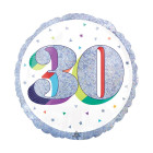 Palloncino foil mylar 30 ANNI Argento POP ART - gonfiabile ad aria o ad elio - 45 cm