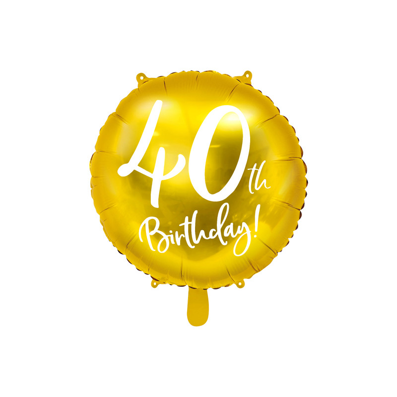 Palloncino foil mylar 40 ANNI colore ORO - gonfiabile ad aria o ad elio - 45 cm