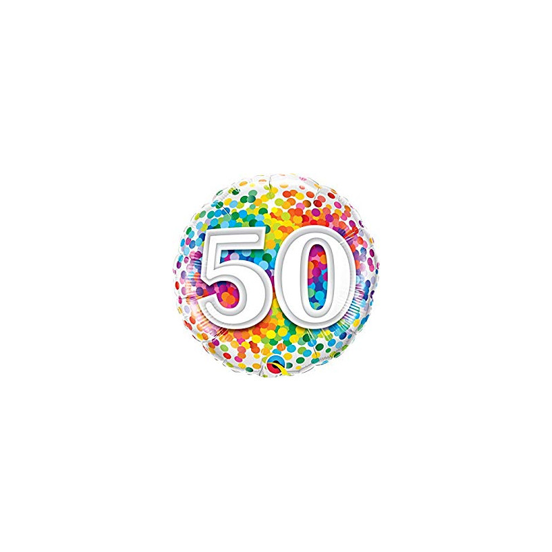 Palloncino foil mylar 50 ANNI fantasia coriandoli - 46 cm