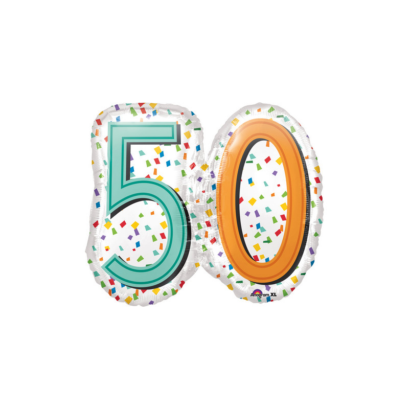 Palloncino foil mylar 50 ANNI sagomato 63x55cm - Gonfiabile ad aria o Elio