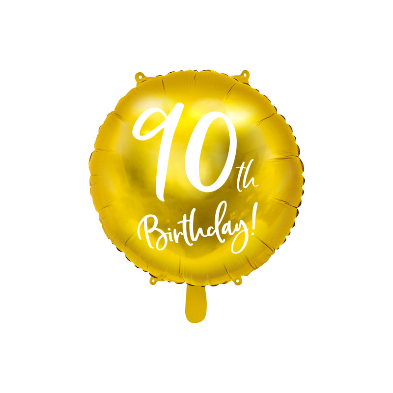 Palloncino foil mylar 90 ANNI colore ORO - gonfiabile ad aria o ad elio - 45 cm