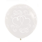 Palloncino Mongolfiera Stampa Cuori intrecciati colore trasparente stampa bianco 90 cm
