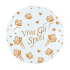 Palloncino Mongolfiera Stampa Viva gli Sposi colore bianco perlato stampa oro 90 cm