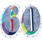 Palloncino Numero 60 ANNI Argento POP ART - gonfiabile ad aria o elio - 66x53cm