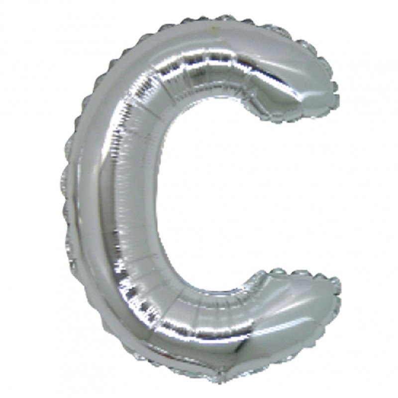 PALLONCINO Pallone LETTERA C ARGENTO in MYLAR foil 21cm