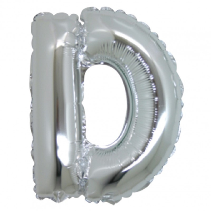PALLONCINO Pallone LETTERA D ARGENTO in MYLAR foil 21cm