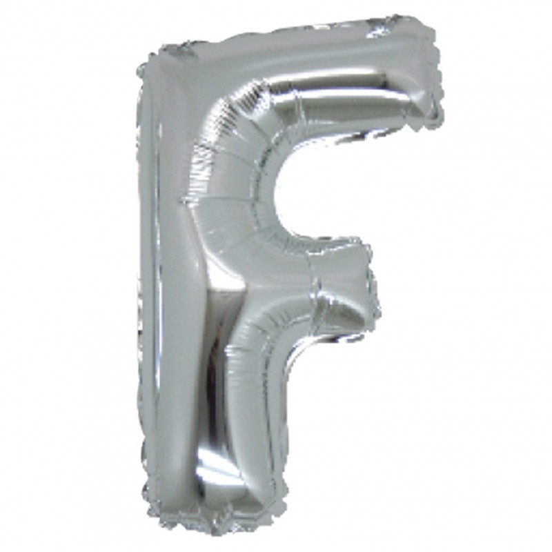 PALLONCINO Pallone LETTERA F ARGENTO in MYLAR foil 21cm
