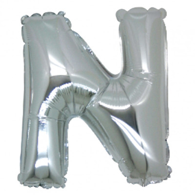 PALLONCINO Pallone LETTERA N ARGENTO in MYLAR foil 21cm