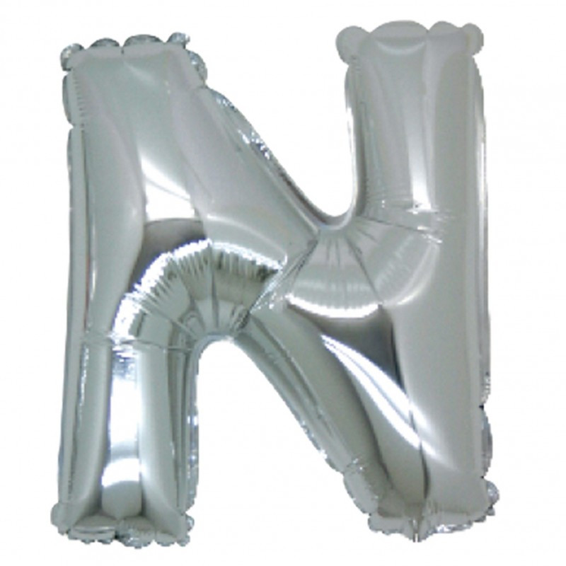 PALLONCINO Pallone LETTERA N ARGENTO in MYLAR foil 21cm