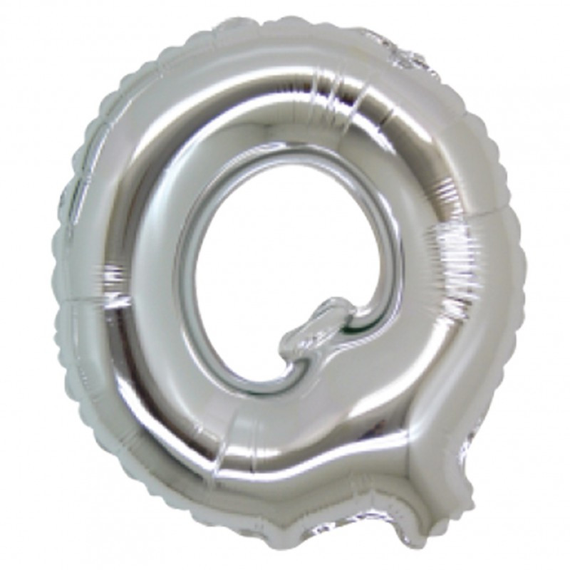 PALLONCINO Pallone LETTERA Q ARGENTO in MYLAR foil 21cm