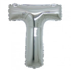 PALLONCINO Pallone LETTERA T ARGENTO in MYLAR foil 21cm