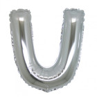 PALLONCINO Pallone LETTERA U ARGENTO in MYLAR foil 21cm