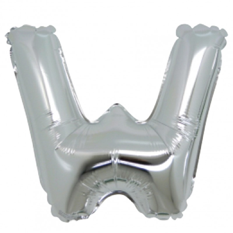 PALLONCINO Pallone LETTERA W ARGENTO in MYLAR foil 21cm