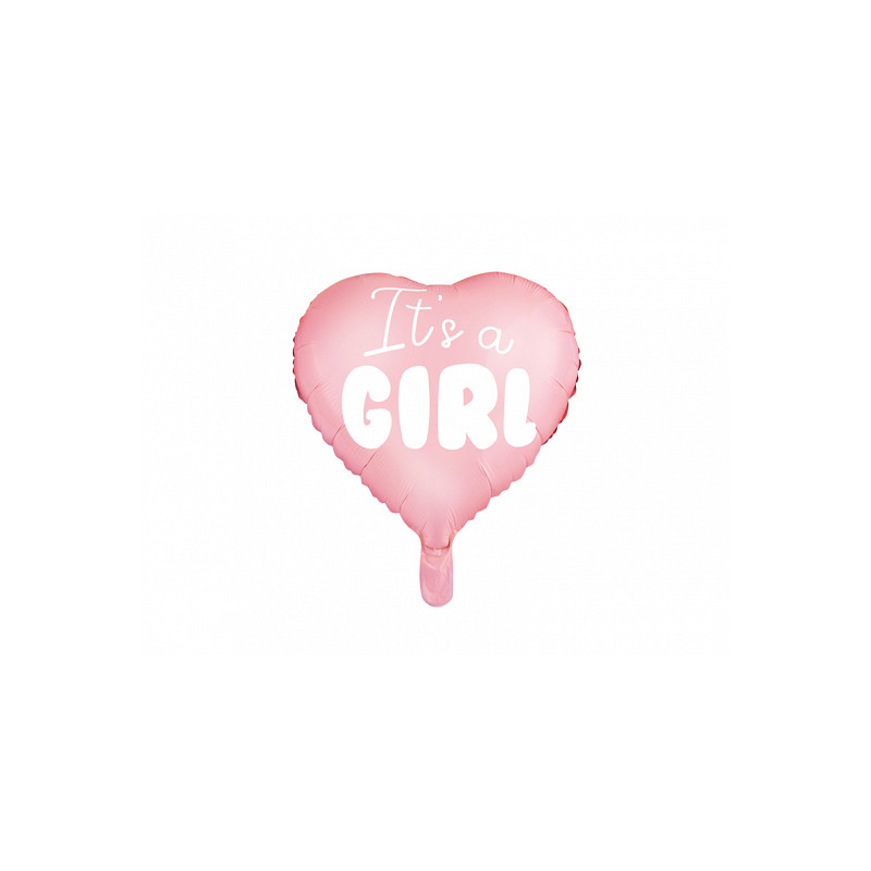 Pallone a forma di CUORE ROSA It's a GIRL - NASCIATA bambina - PALLONCINO 45cm