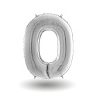Pallone compleanno numero 0 anni Argento 101cm palloncini gonfiabile aria, ELIO