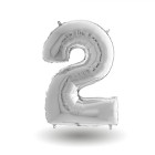 Pallone compleanno numero 2 anni Argento 101cm palloncini gonfiabile aria, ELIO