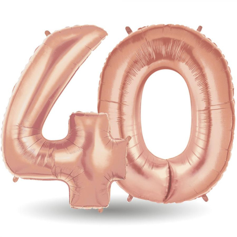 Pallone compleanno numero 40 anni Rosa Gold 101cm palloncini gonfiabile  aria, ELIO