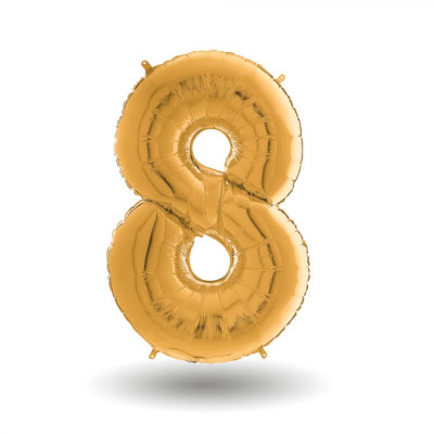 Pallone compleanno numero 8 anni Oro 101cm palloncini gonfiabile aria, ELIO