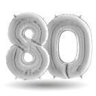 Pallone compleanno numero 80 anni Argento 101cm palloncini gonfiabile aria, ELIO
