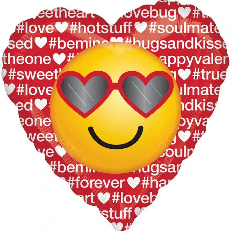 Pallone CUORE ROSSO con SMILE -PALLONCINO  gonfiabile ad aria o elio 45CM