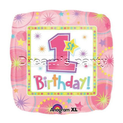 PALLONE MYLAR 18"  1° COMPLEANNO GIRL