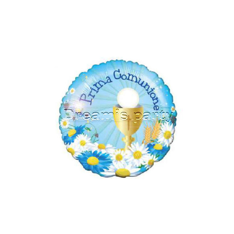 PALLONE MYLAR COMUNIONE CEL. D.80 CM FORNITO SGONFIO