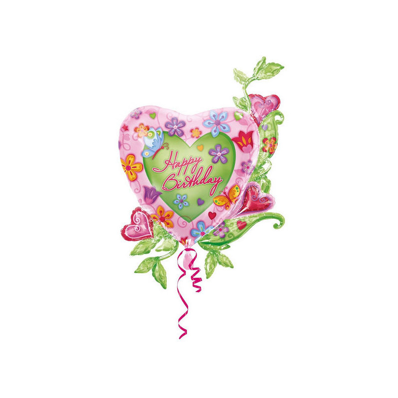 PALLONE MYLAR SUPER SHAPE CUORE GARDEN 79X104CM