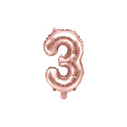 Pallone numero 3 Tre Rosa Gold in MYLAR foil - PALLONCINO numerale 35cm