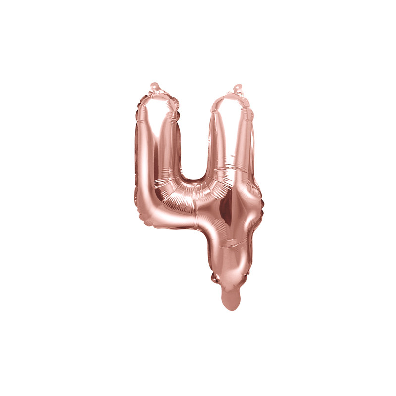 Pallone numero 4 Quattro Rosa Gold in MYLAR foil - PALLONCINO numerale 35cm