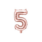 Pallone numero 5 Cinque Rosa Gold in MYLAR foil - PALLONCINO numerale 35cm
