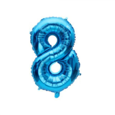 Pallone numero 8 Otto - BLU in MYLAR foil - PALLONCINO numerale 41cm